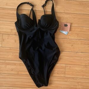 NEW w Tags Shade & Shore Black Women's One-Piece Swimsuit